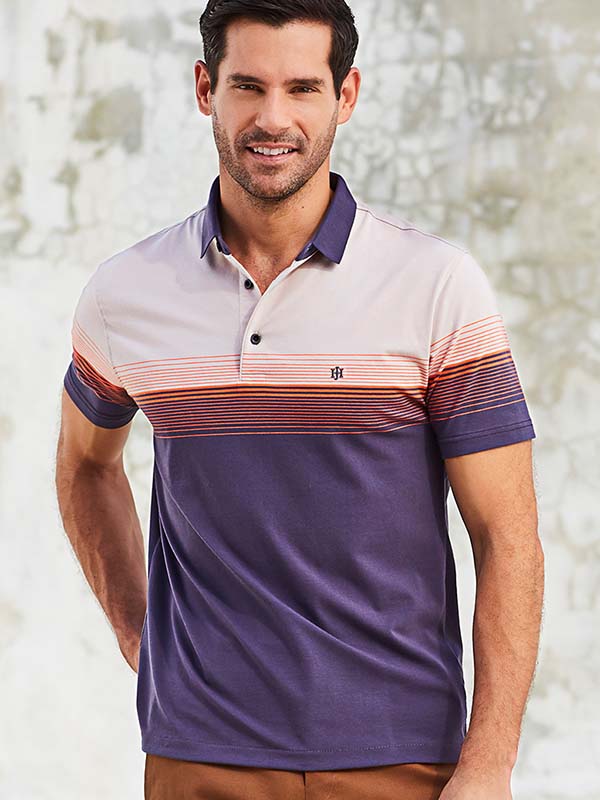John Henry Blue Tan Beige Brown Polo