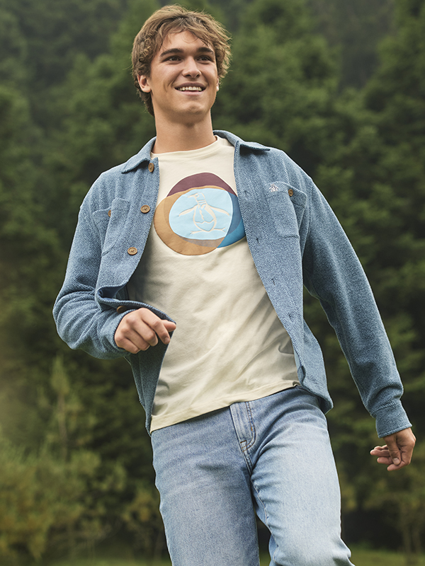Models wearing Original Penguin Pattern Polo and Button Down Short-Sleeve Striped Shirt